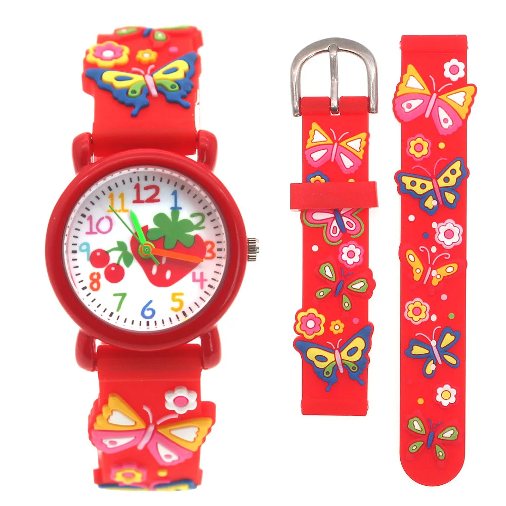 Jam tangan anak jam tangan anak-anak jam tangan kuarsa silikon 3D warna-warni untuk anak laki-laki dan perempuan hadiah Natal