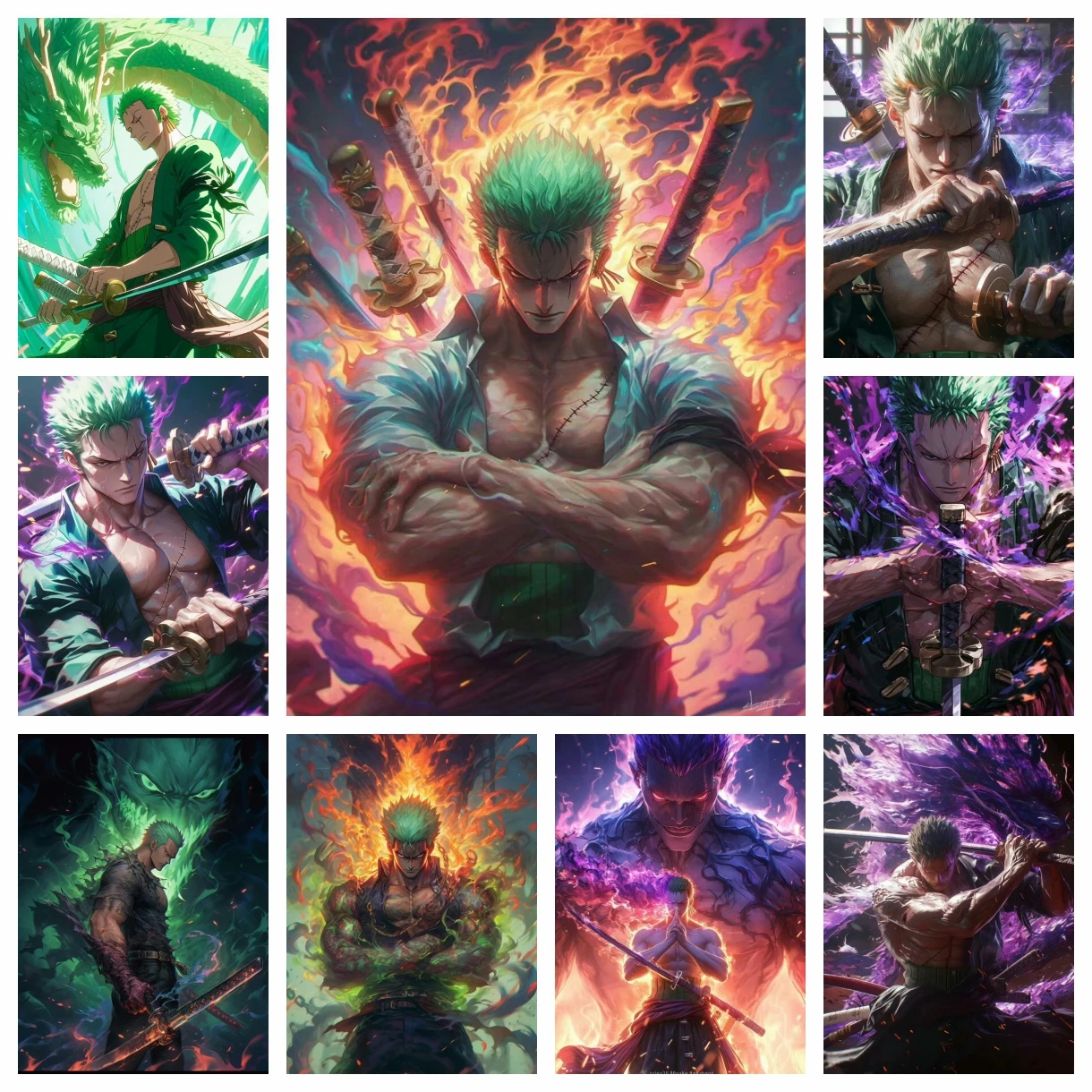 Roronoa Zoro 5D DIY Diamond Painting Embroidery One Piece Anime Cross Stitch Mosaic Rhinestones Handicrafts Children's Gifts