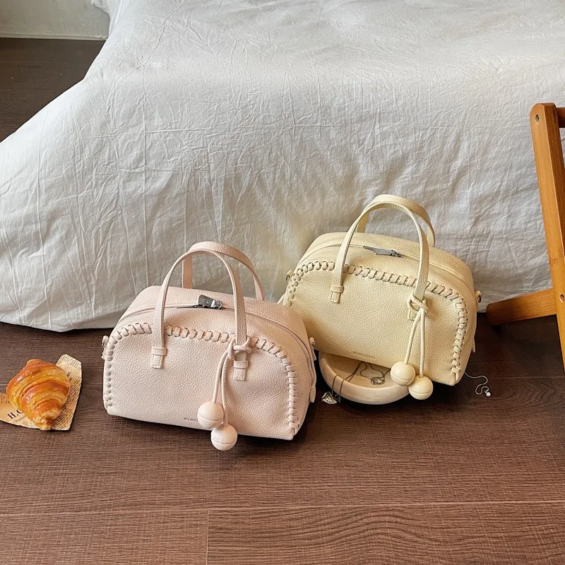 korean-style-bowling-bag-women's-summer-2026-handheld-diagonal-shoulder-bag-simple-fashion-pillow-bag-single-shoulder-bag