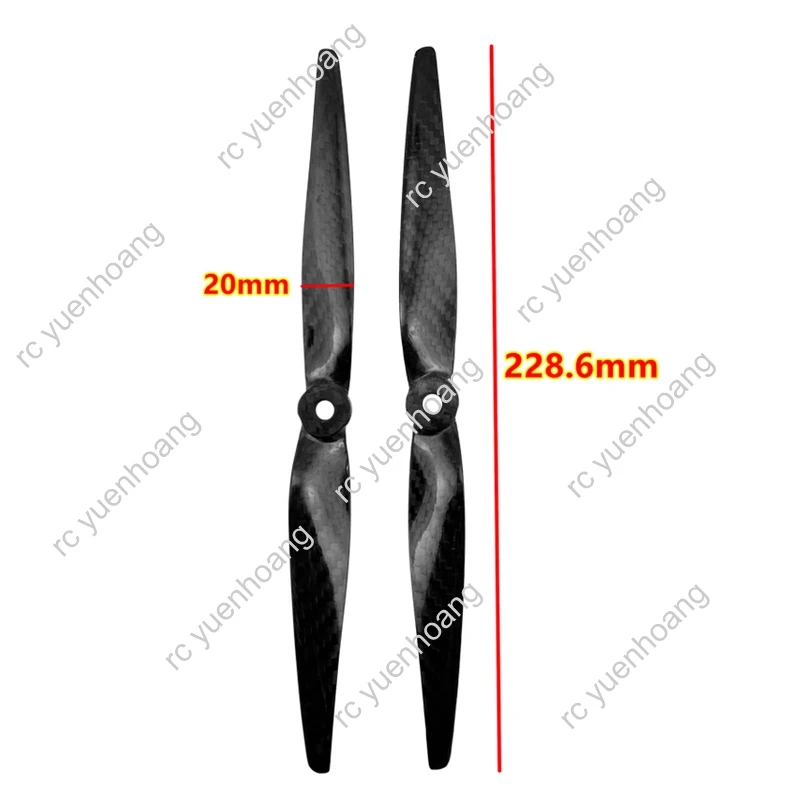 1 para 9050 9 cali 2-łopatowe śmigło rekwizyty z włókna węglowego wiosło z pojedynczym otworem do drona Quadcopter 2312 bezszczotkowy silnik akcesoria