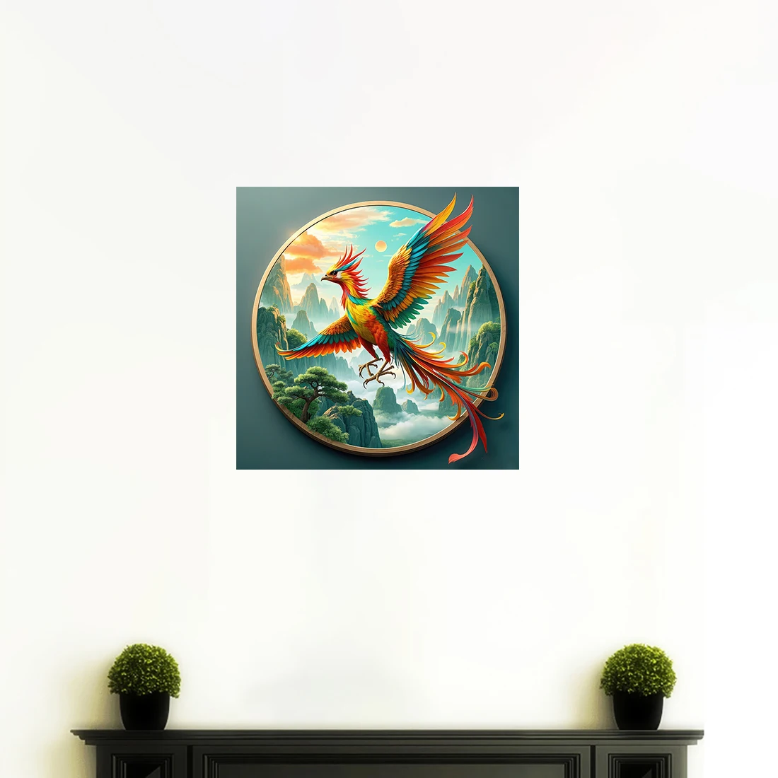 Three Ratels QL175 lucky Colorful Phoenix Flying Classic Art wall stickers for Home Decoration