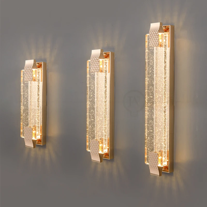 

Modern Rectangular Bubble Crystal Wall LampDimming LED, Bedroom Bedside Lamp living room TV Wall Decorative Lighting