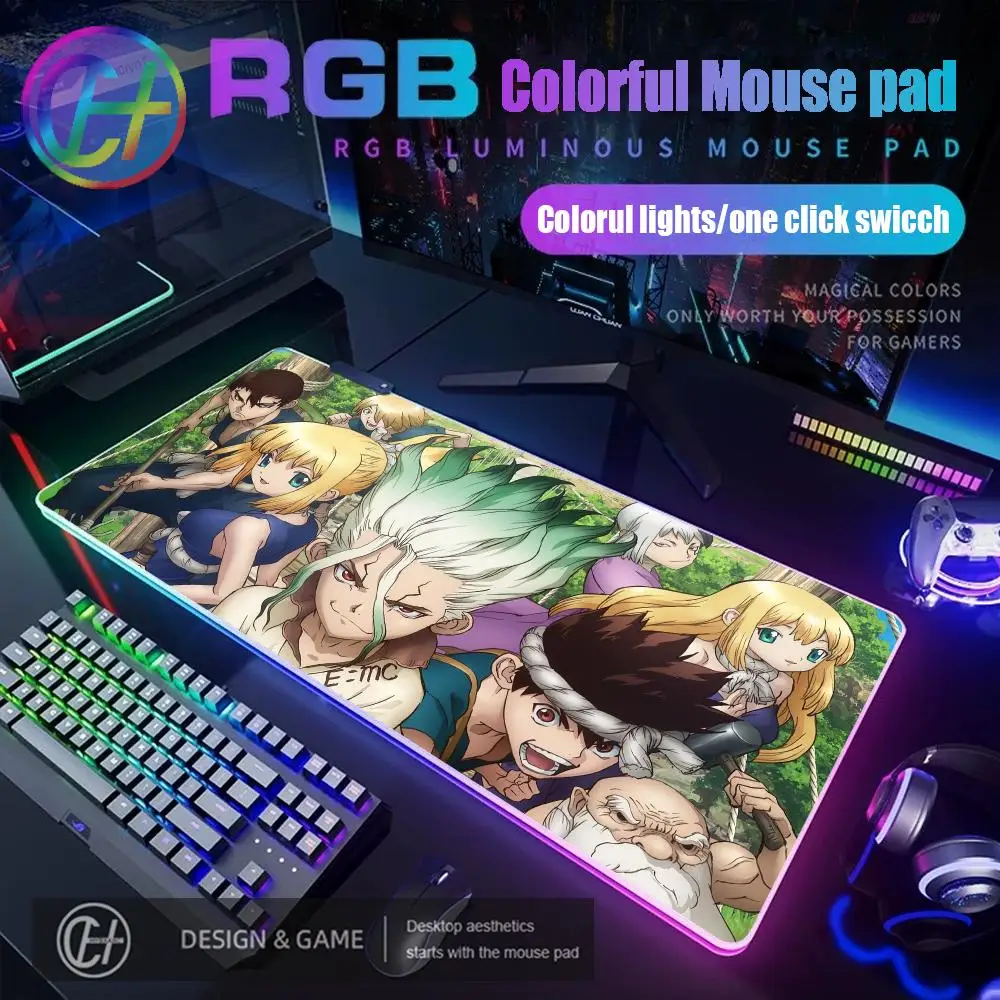 

HYBXAXC 1000x500x4 мм коврик для мыши RGB игровой коврик для мыши настольный коврик HD геймер большой светодиодный светильник XXL аниме Dr.STONE коврик для мыши