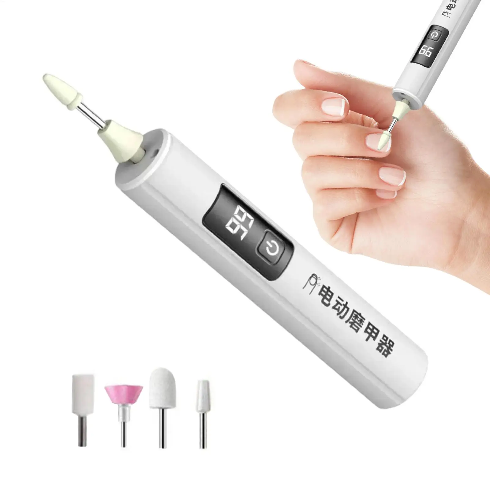 Image of Elektrischer Nagelbohrer mit LCD-Digitalanzeige, professioneller, wiederaufladbarer, kabelloser Nagelbohrer mit LED-Licht für Frauen, Freundin, Ehefrau