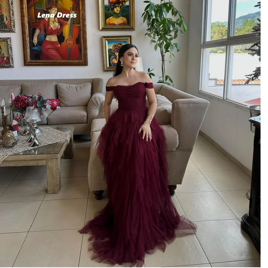 

Lena Роскошные женские вечерние платья Женское элегантное роскошное женское вечернее платье бордового цвета по индивидуальному заказу с открытыми плечами линия A