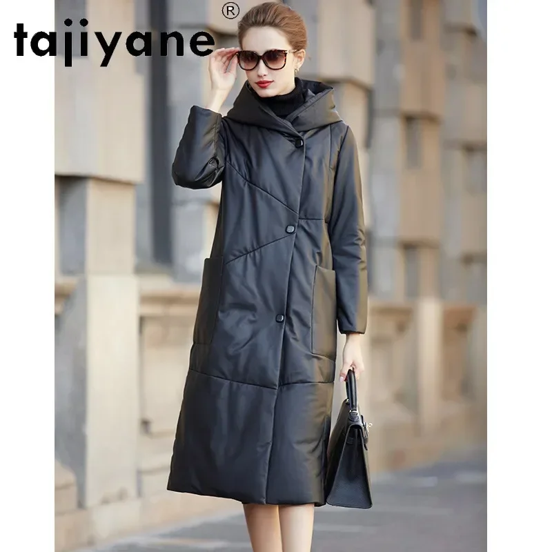 Tajiyane Winter Coats and Jackets Women Real Sheepskin Jacket Woman White Duck Down Coat Hooded Long Cloth Abrigo Mujer TN1331