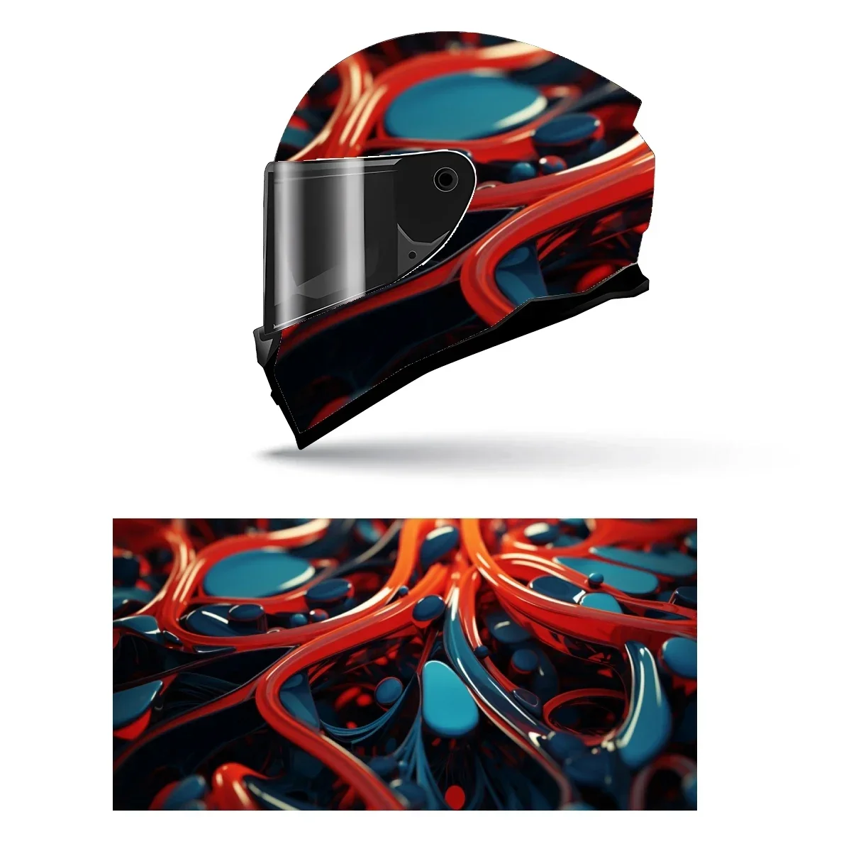 

3D Abstract Technology Art Full Helmet Wrap Sticker Motorcycle Helmet Racing Graphic Decal Vinyl Wrap Helmet Decorative Sticker