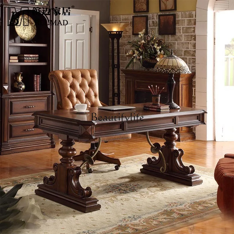 

Antique desk villa retro writing desk 1.6 meters study European boss table