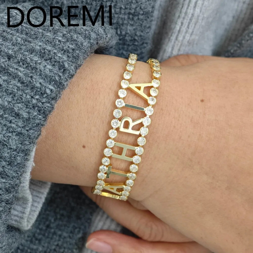

lateefah jewelry bracelet for women, customized letter design double tennis ball personalized name bracelet, elegant custom