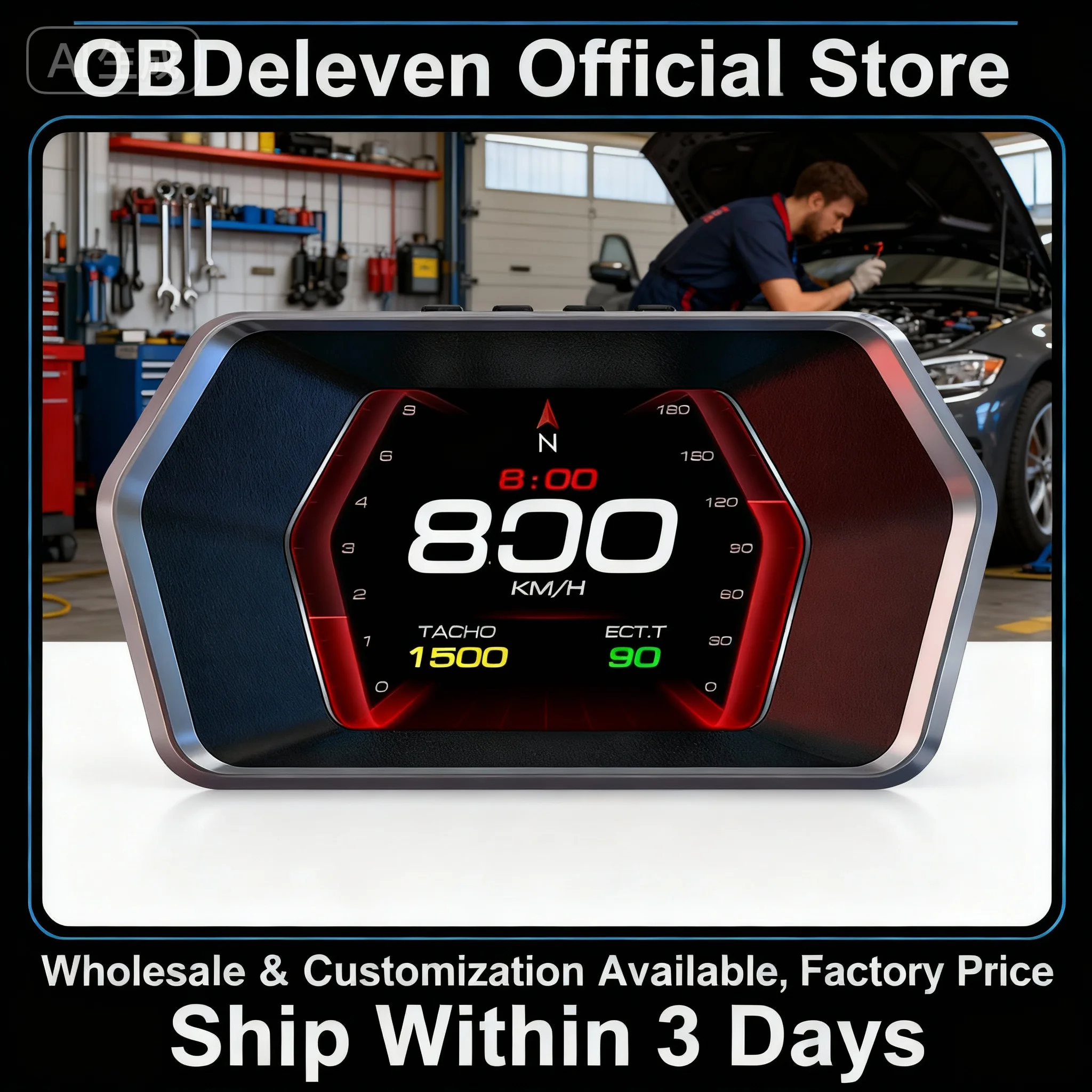 

P17 Smart OBD2+GPS HUD - Anti-Glare Windshield Projector, 0.3s Fast Response & Overspeed Warning, Plug and Play Car Electronics