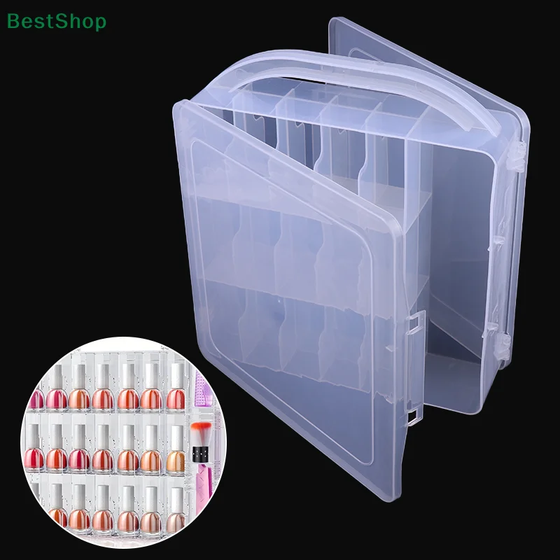 ★ ★ ★ Présentoir de vernis à ongles à 30 grilles, boîte de rangement transparente Double face pour Gel UV, étagère pour cosmétiques
