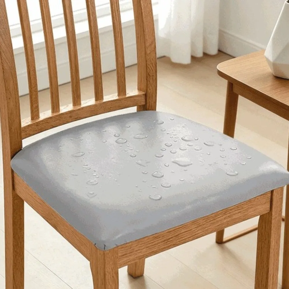 Stretch Waterproof Chair Seat Covers Protective Removable Dining Room Chair Cover Non-Slip Elastic Cushion Covers Dining Room