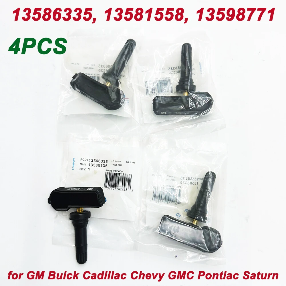 4pcs 13586335 13598771 Tire Pressure Sensor 315MHz TPMS For 2018 GM Chevy Cadillac Buick GMC Pontiac 20923680 22853741 25920615