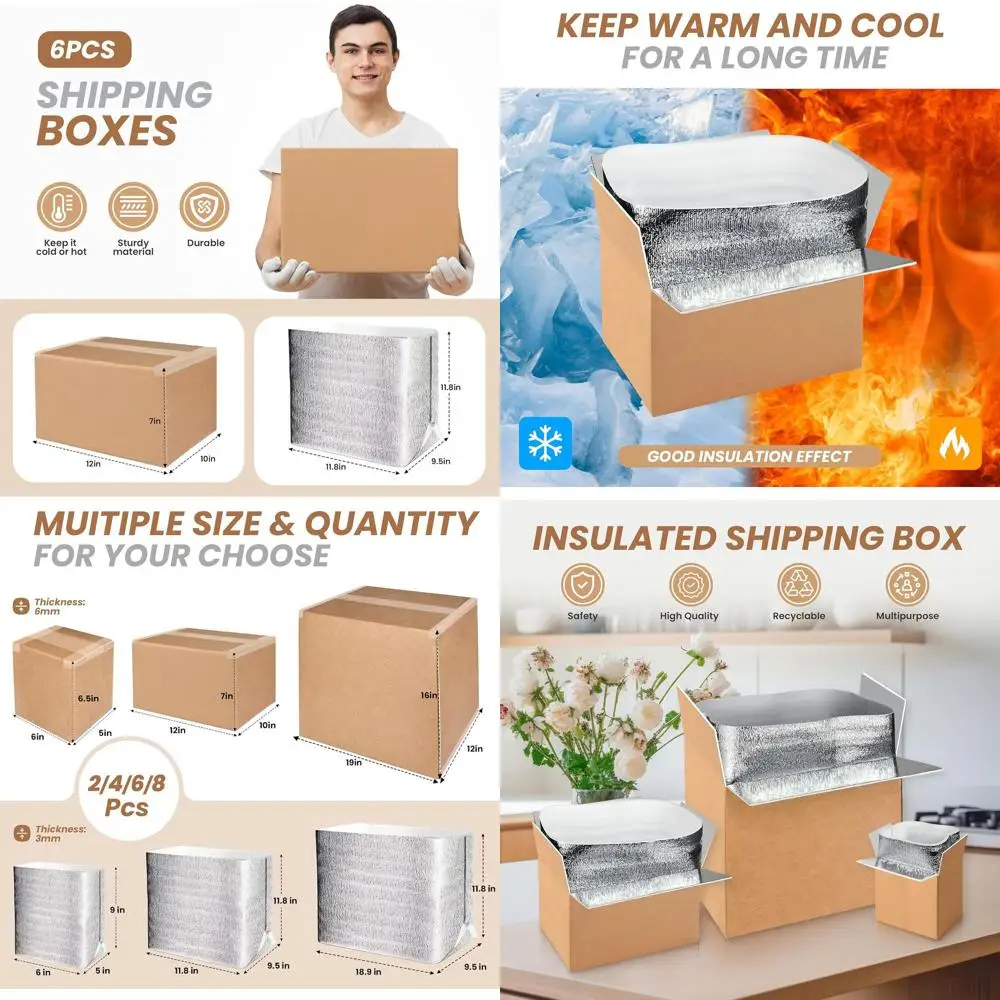 

Insulated Shipping Boxes with Oil Liner, Reusable Cold Pack Boxes, 12 x 10 x 7