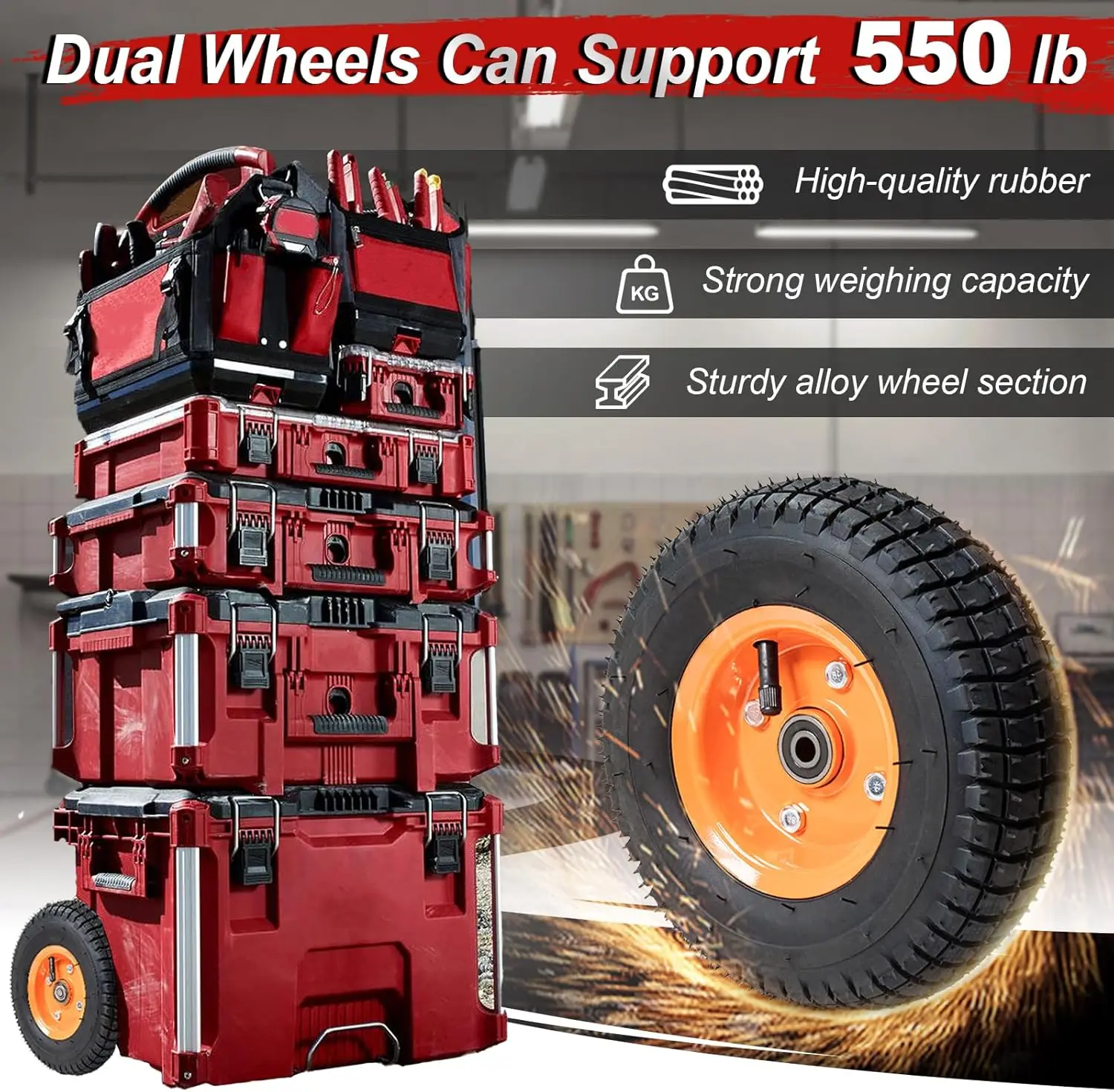 2 szt. Kół kompatybilnych z skrzynią narzędziową na kółkach 48-22-8426, zestaw kół zamiennych 9-calowych Packout, kółka aluminiowe, mocne · Darmowa wysyłka