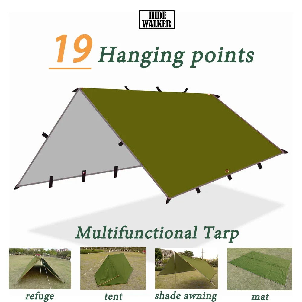 

Waterproof Tent Tarp 19 Hang Points Survival Tent Outdoor Camping Tactical Sun Shelter 4x4 3x4 3x3 Lightweight Sunshade Awning