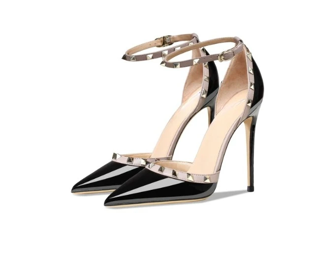 

2026 New Sexy Black Willow Nail High Heels for Women, Pointed Ultra fine Heels with One Piece Buckle and Hollow Sandals