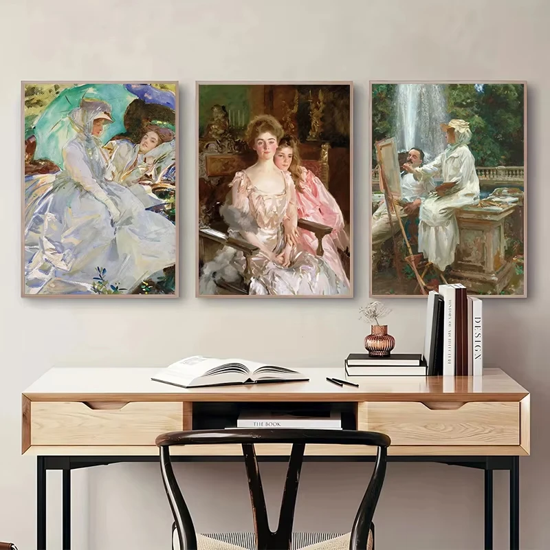 الرجعية سيدة هيلين فنسنت جون المغني سارجنت الجمال امرأة المشارك ارتفع ملصق فني قماش اللوحة طباعة صورة غرفة ديكور المنزل #2