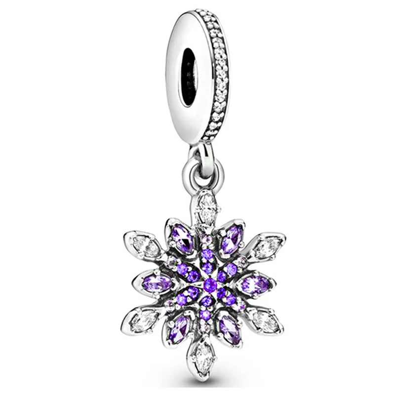 

925 Silver Color Purple Charm Beads Bracelet Necklace For Women DIY Jewelry Accessorie Dropshipping ﻿