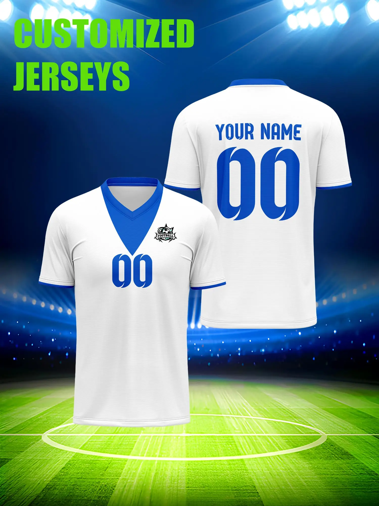 2026 Unisex Adult Kids Custom Name Number Sports V-Neck Jersey, Quick-Dry, Fashionable, Sublimation Printing