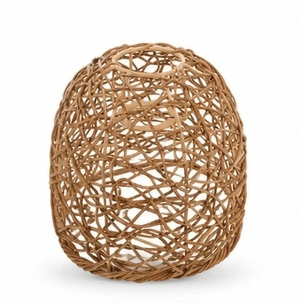 Rattan Woven Lampshade Imitation Rattan Pendant Light Shade Small Hanging Lamp Shade Replacement for Floor Lamps Ceiling Decor