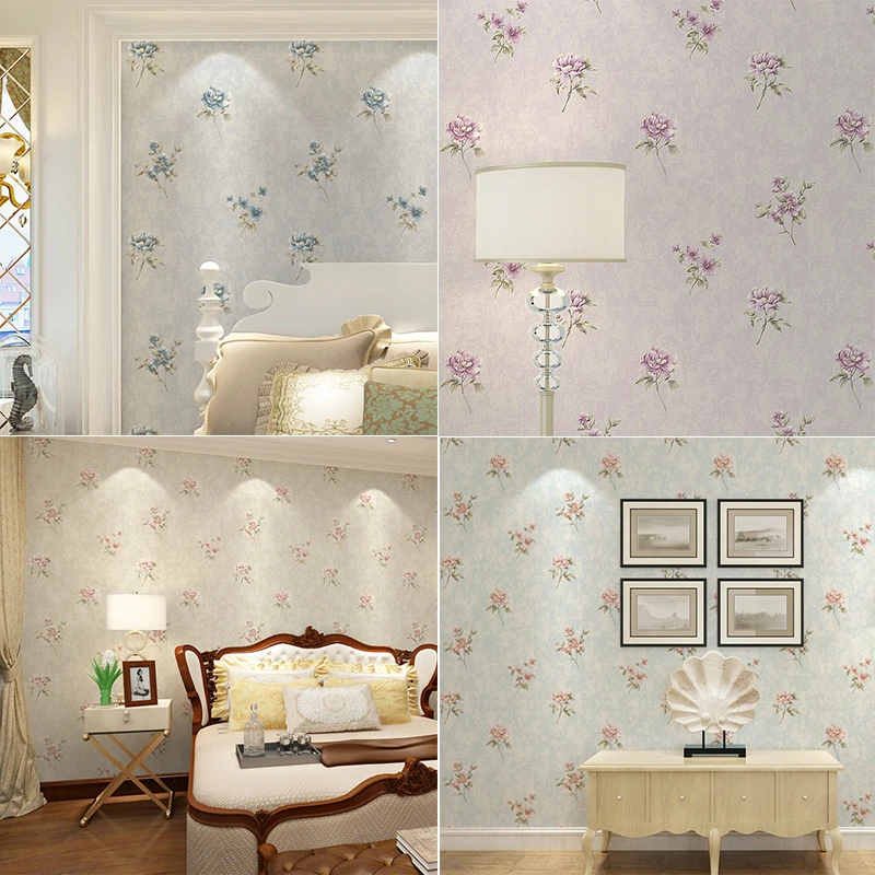 

Обои из нетканого материала с мелким цветочным узором для спальни и гостиной, розовые, голубые, для домашнего декора