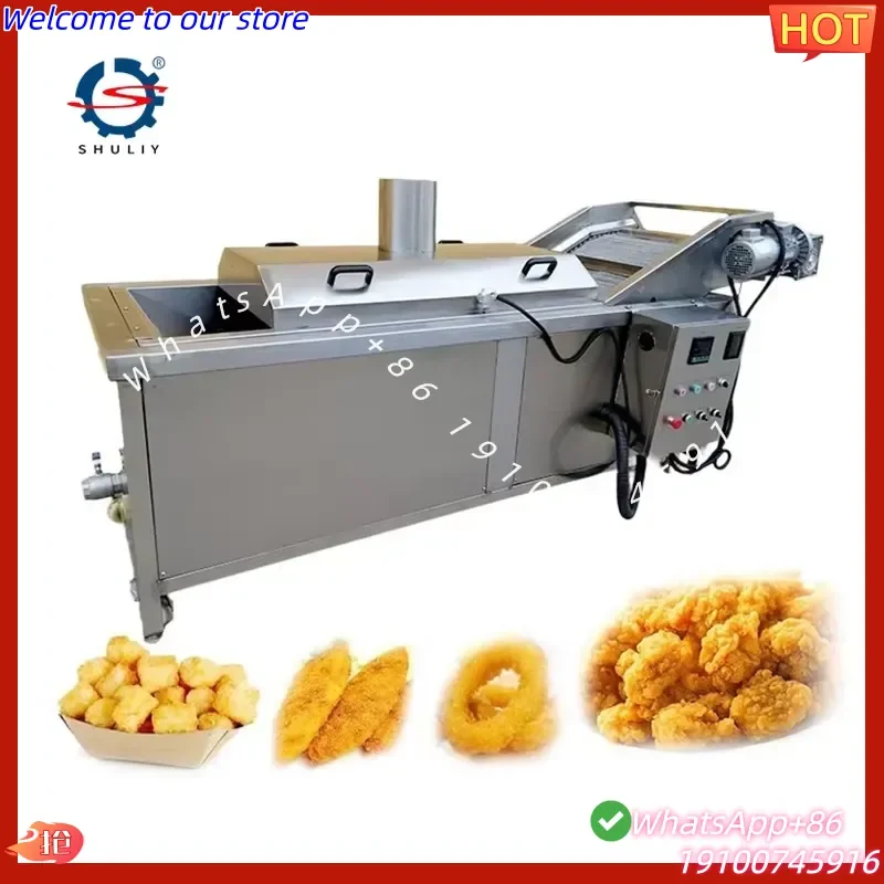 2026Hot Fully Automatic Continuous Frying Machine Potato Chips French Fries Fryer With Conveyor Belt