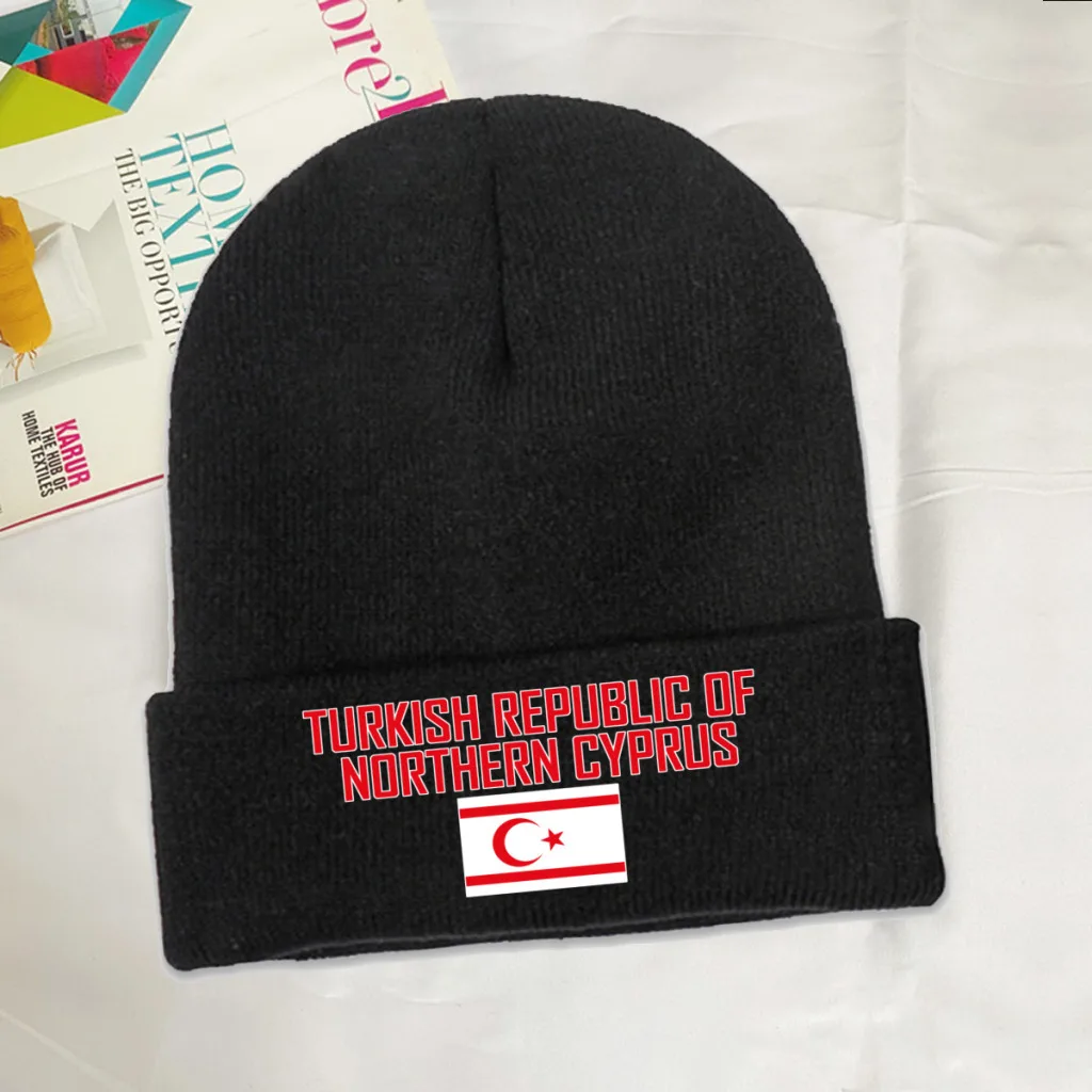 TURKISH REPUBLIC OF NORTHERN CYPRUS Country Flag Top Print Men Women Unisex Knitted Hat Winter Autumn Beanie Cap Warm Bonnet