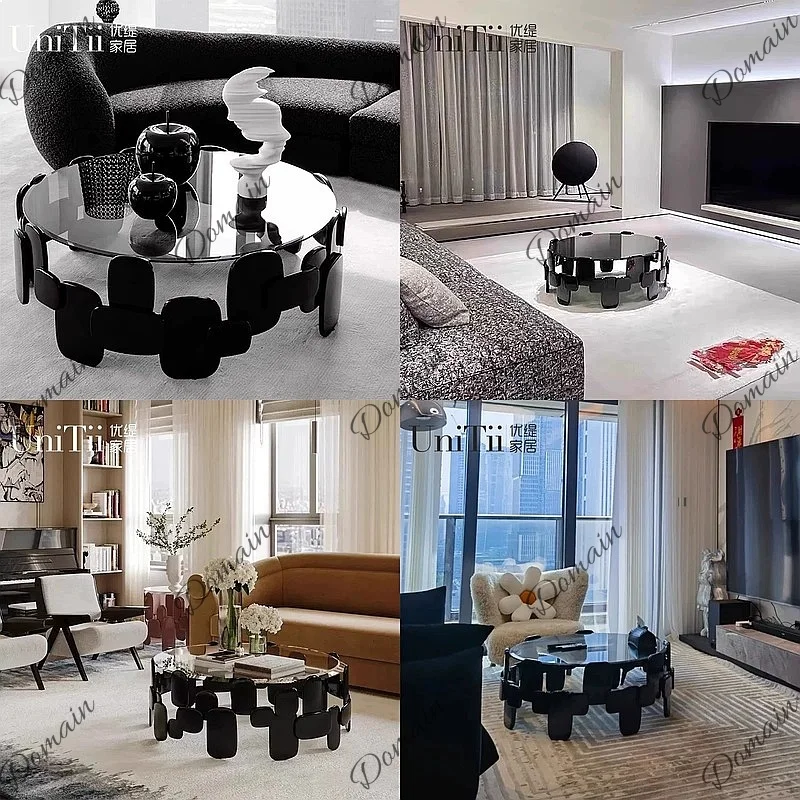 Italian Minimalist Unique Round Fiberglass Coffee Table Modular Side Table Living Room Sales Office
