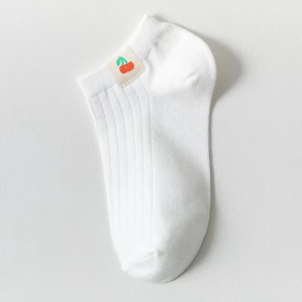 Fruit Pattern Decor Women Short Socks Shallow Mouth Cute Ankle Low Sock Breathable Polyester Cotton Boat Socks Students