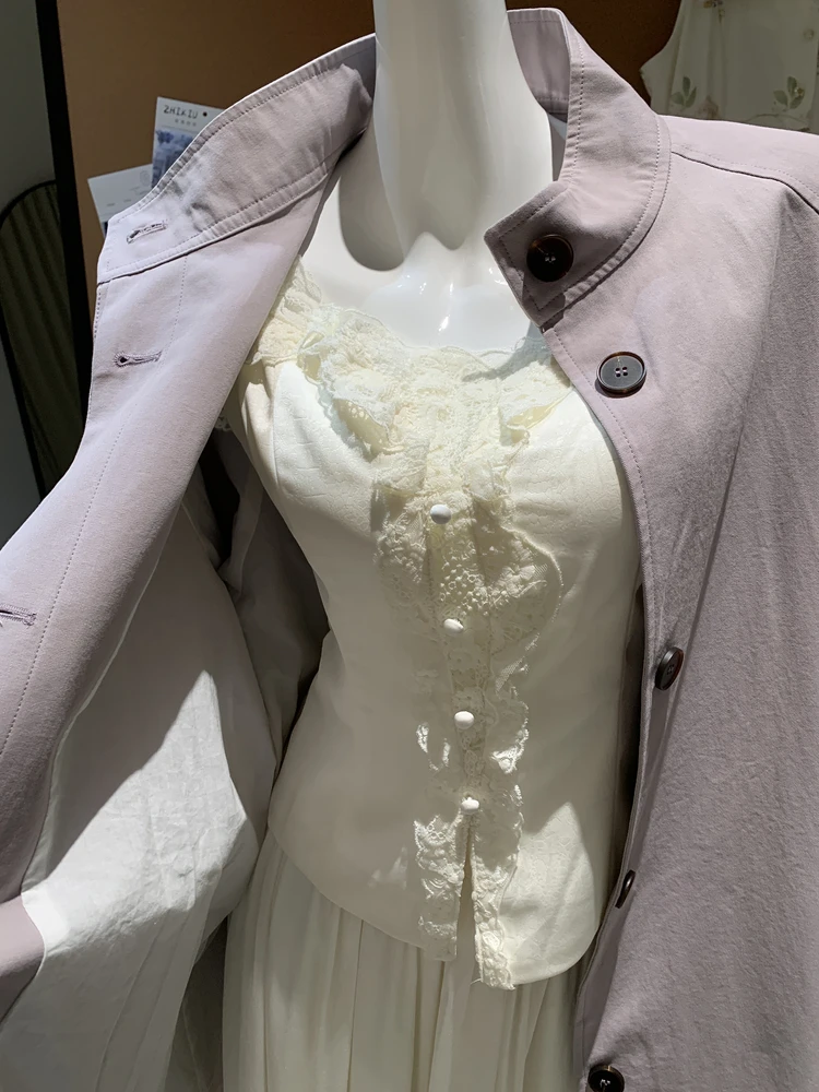 

Кружевной топ-майка для девочек Ele: асимметричный французский стиль, из полиэстера, утягивающий, для осеннего сезона, нижнее белье для девочек