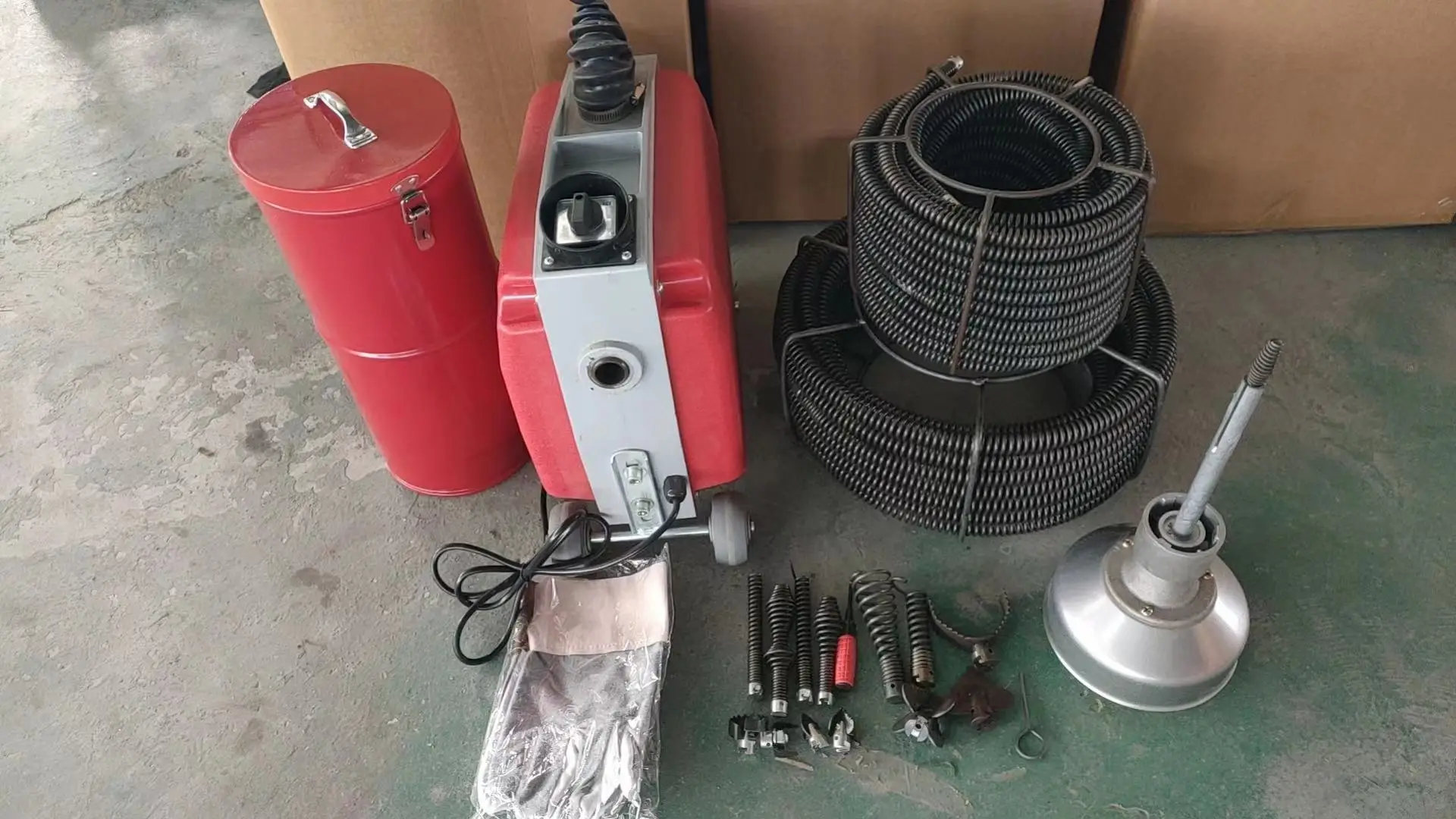 เครื่องทำความสะอาดท่อระบายน้ำ D-150 พร้อมเกลียวขนาด 16 มม. และ 22 มม. และหัวต่ออุปกรณ์