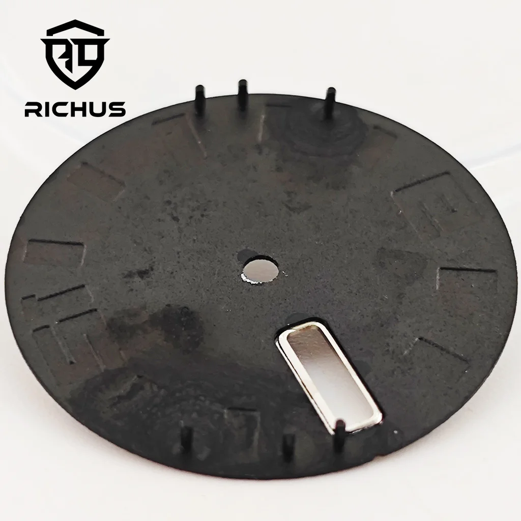 Циферблат часов RICHUS NH36 Черный циферблат 28,5 мм ​   Зеленый светящийся циферблат, подходит для механизма NH36, 3-часовая заводная головка, заводная головка на 3,8 часа