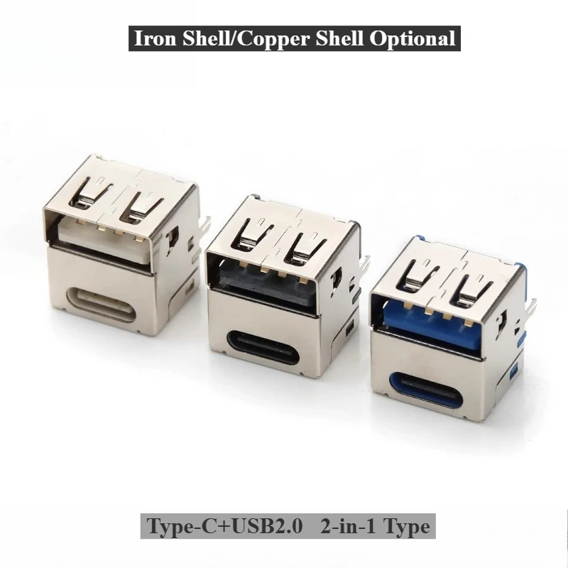 

TYPE-C + USB 2-in-1 Female Seat Power Bank Charger USB2.0 Fast Charging Flash Charging Socket Connector