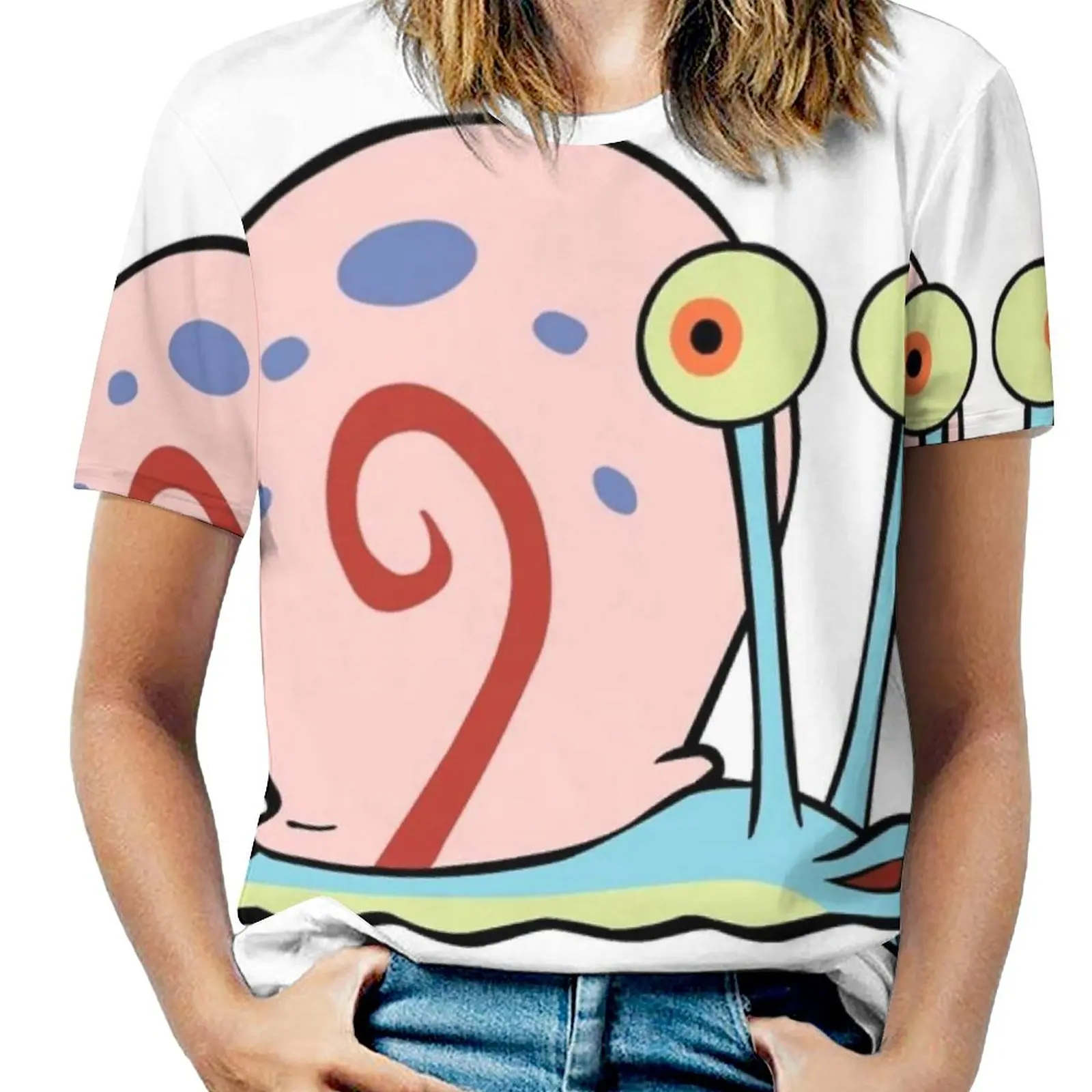 Gary De Slak Mode Print Vrouwen Dames Meisjes T-Shirt Harajuku Ronde Hals Korte Mouw Tops & Tees Gary Grappige Slak Plankton