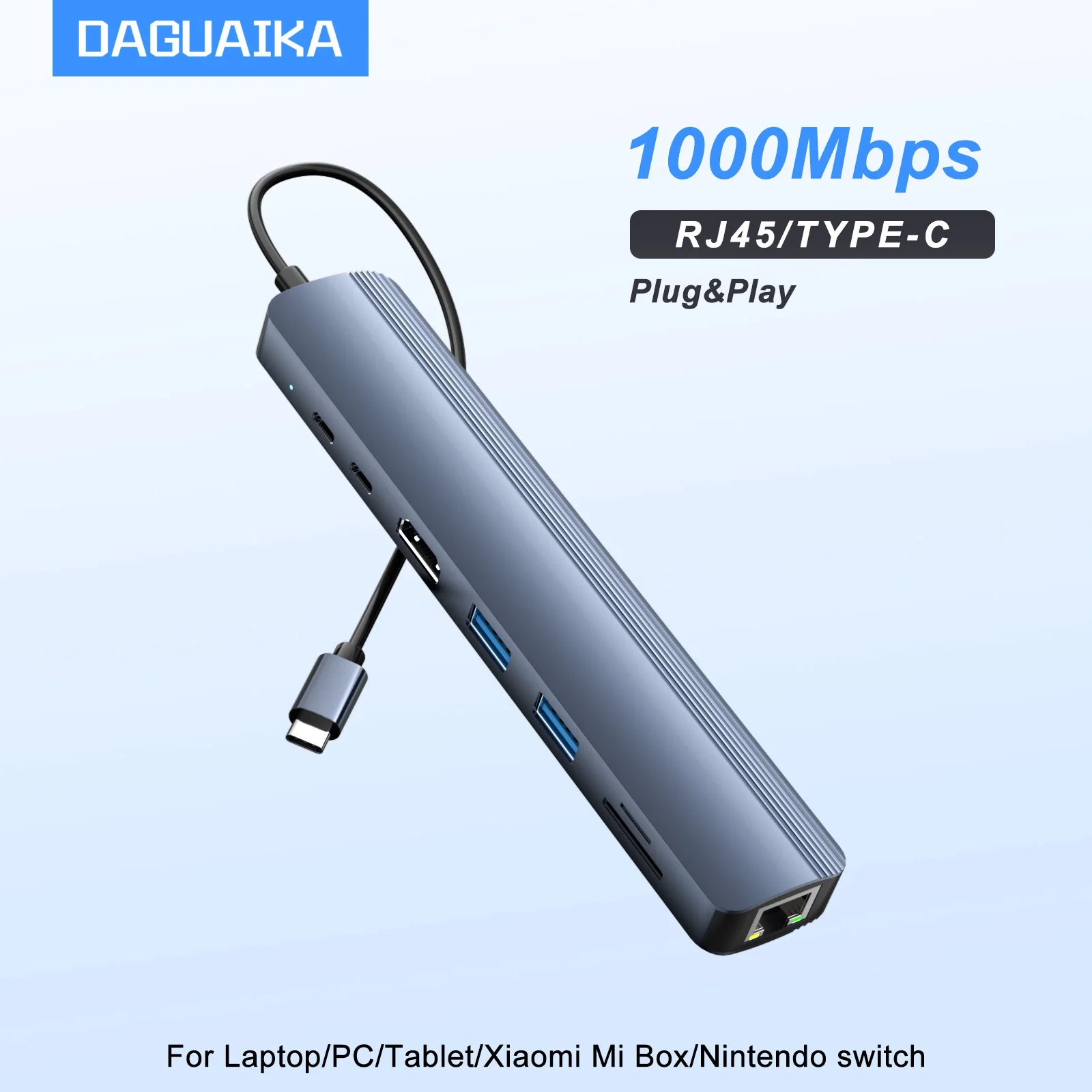 USB C Hub with 4K 60Hz HDTV 1Gbps Ethernet 100W Power Delivery SD/TF Card Slots USB 3.0*3 5Gpbs Data Ports for MacBook