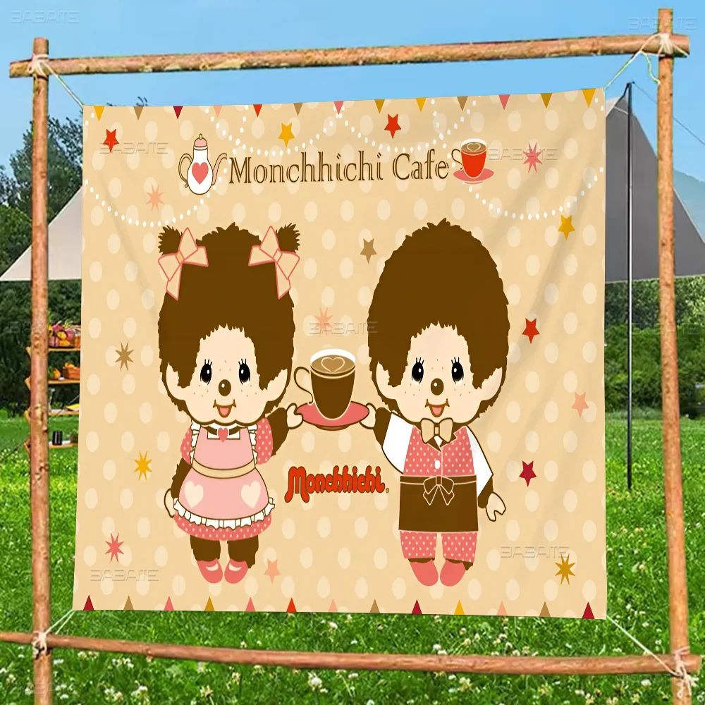 M-Monchhichi Cartoon Flag Art Science Fiction Room Home Decor Wall Hanging Home Decor Banner