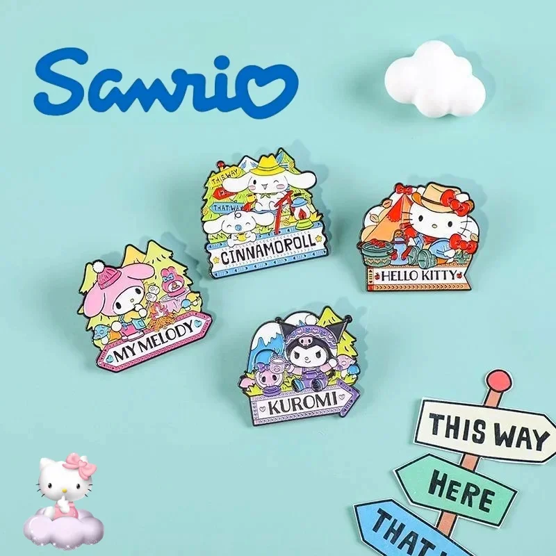 Sanrio Hello Kitty spilla Cartoon Action Anime figure Kuromi cannella studente cartone animato smalto spilla zaino ornamenti regali