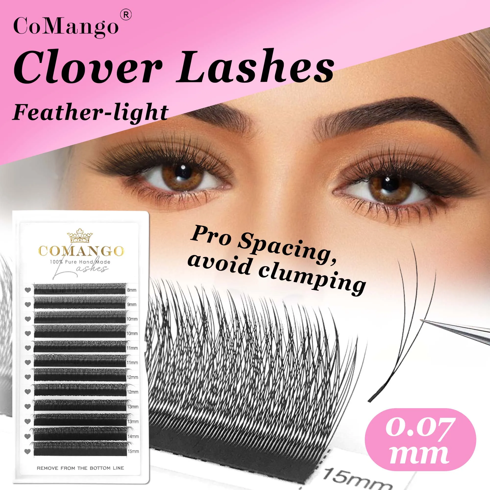 CoMango Schmale 3D-Wimpern W-förmige Wimpernverlängerungen 12 Reihen/Schalen Russisches Volumen Großhandel Hochwertige natürliche Wimpern
