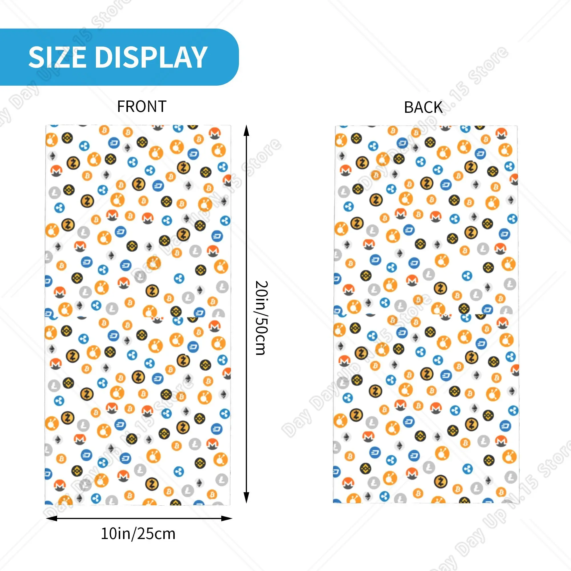 Custom CryptoCurrency Bandana Neck Warmer Men Women Winter Hiking Ski Scarf Gaiter Bitcoin Digital Currency Face Cover