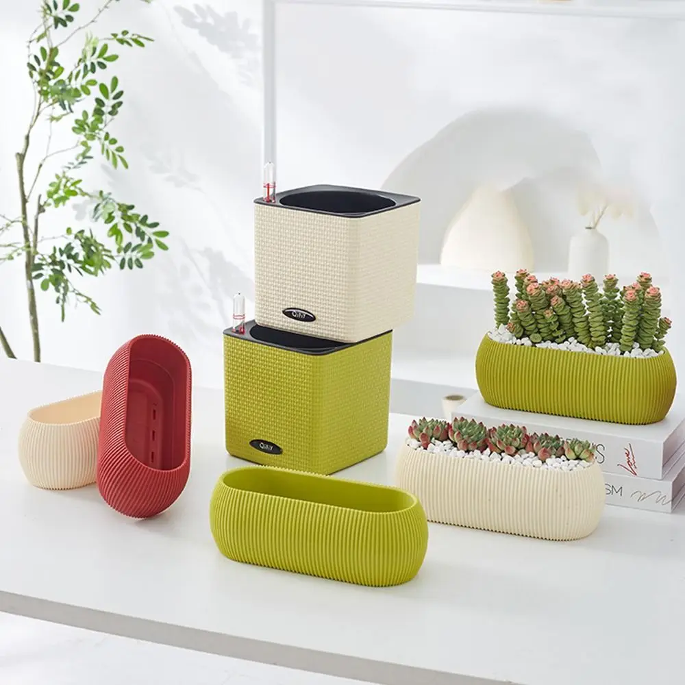 

Новый пластиковый цветочный горшок, самовпитывающийся маленький горшок для суккулентов, Прозрачный современный декоративный Домашний Настольный