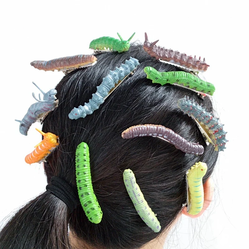 

Scary Artificial Caterpillars Props Halloween Scary Caterpillars Hairpin Prank Prank Tool Handmade Decoration