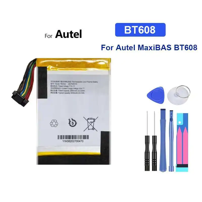 

High Capacity Automotive Diagnostic Equipment Battery 3000Mah For Autel Maxibas BT608 Good Low-Temperature Performance