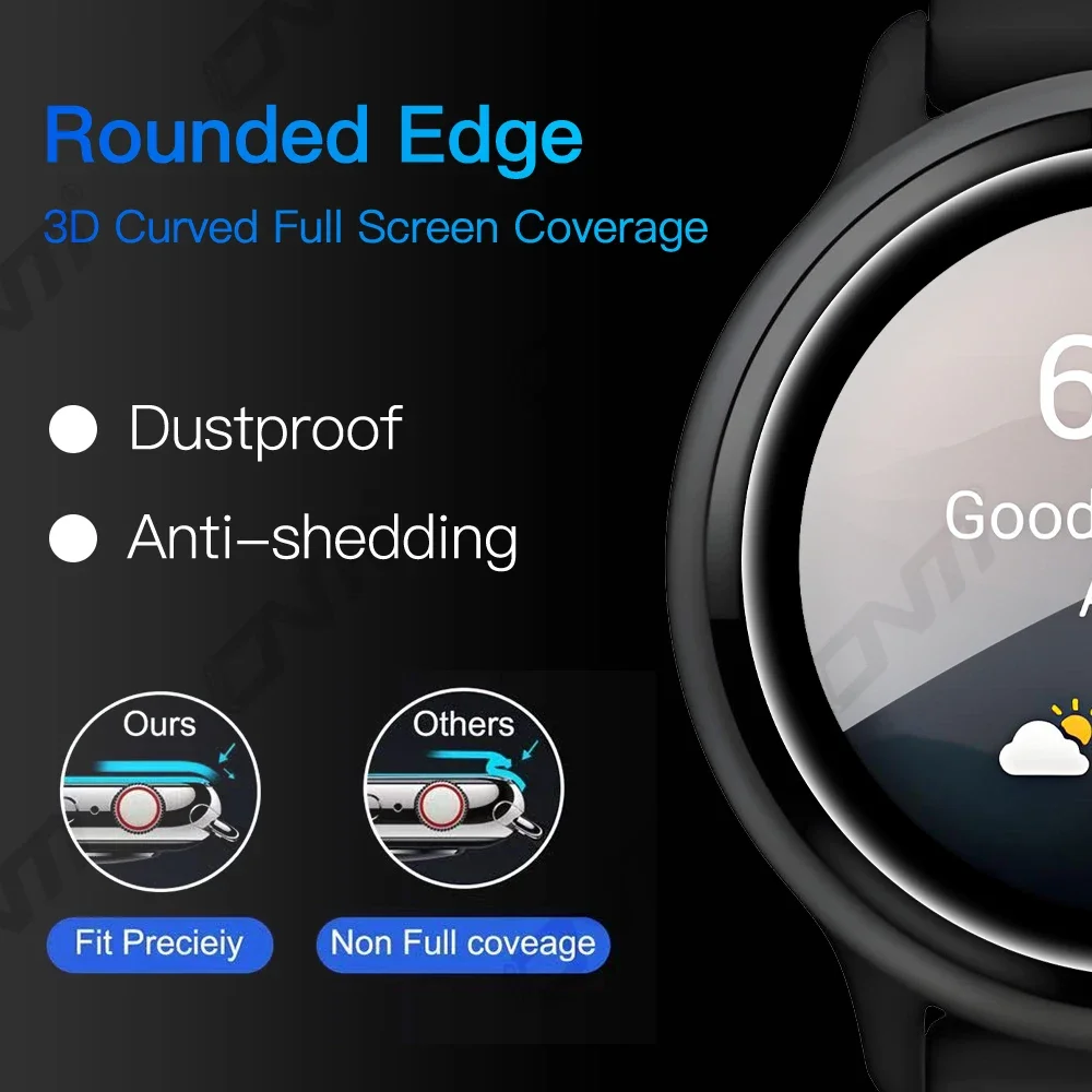Film Perlindungan 3D untuk Pelindung Layar Garmin VivoActive 6, Cakupan Penuh 99% HD Kejelasan Antigores Aksesori Bebas Gelembung