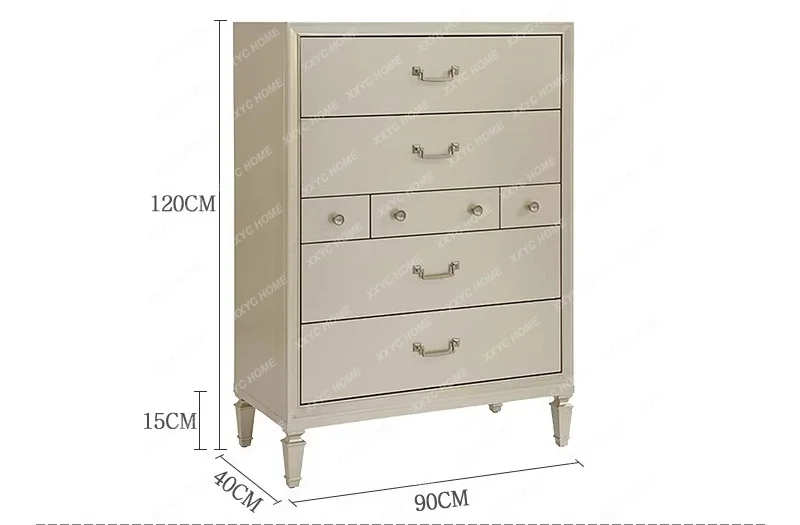 light luxury chest cabinet household bedroom solid wood storage cabinet modern simple champagne