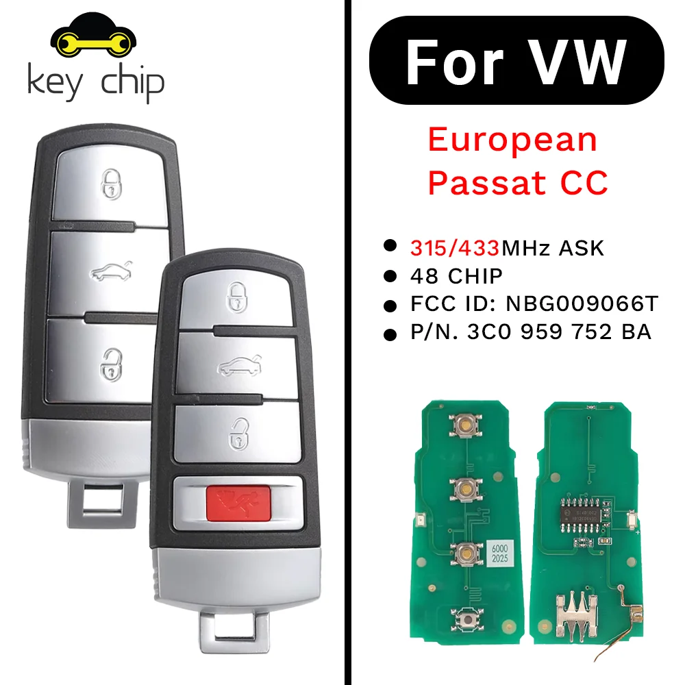 

KEYCHIP для VW Passat B6 3C B7 Magotan CC 3/4 кнопки, сменный чехол для дистанционного ключа автомобиля, брелок 2006, 2007, 2008, 2009, 2010, 2011