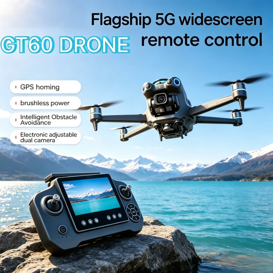 OriginalGT60 Foldable Brushless Drone 8KGPS Obstacle Avoidance Airdrop Function 4.3 Inch Screen HD Aerial Photography Quadcopter