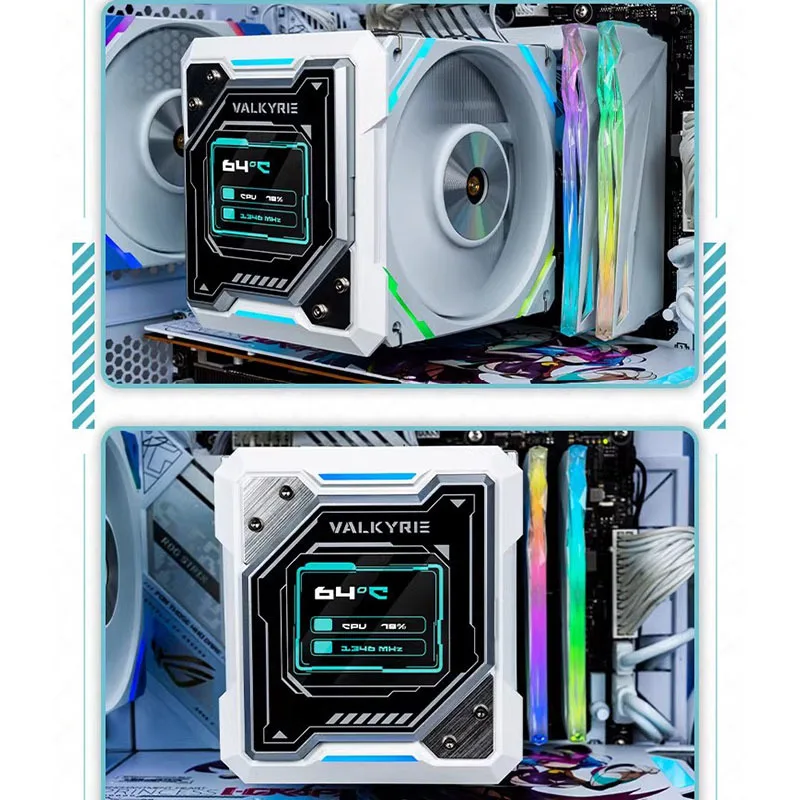 Vk Valkyrie R125 Computer Cpu Cooler Argb Dual Fan Screen Display 7 Heat Pipe Digital Display Tower Air Cooling