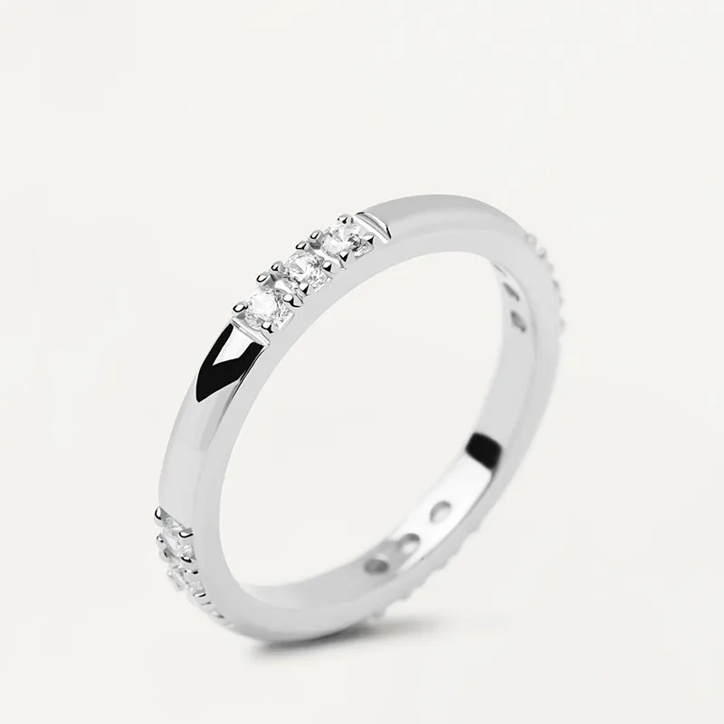 

King Pave Crystals Layered Index Finger Couple Pair Ring Sterling Silver Fashion Jewelry Rings For Mother Make Up New Party Gift