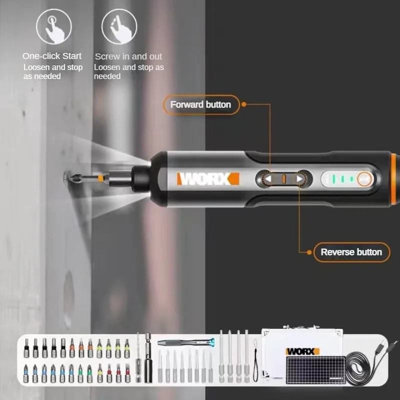 Worx 3.6V Cordless Electrical Screwdriver Set WX240.5 Electric Screwdrivers USB Rechargeable with 45 Bit Set Drill Power Tools